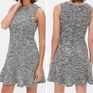 GAP Women's Dress  8 Tall‎ Gray Sleeveless Ruffle Hem Fit Flare Casual
